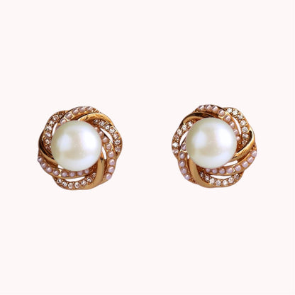 Golden Sparkle Pearl Studs