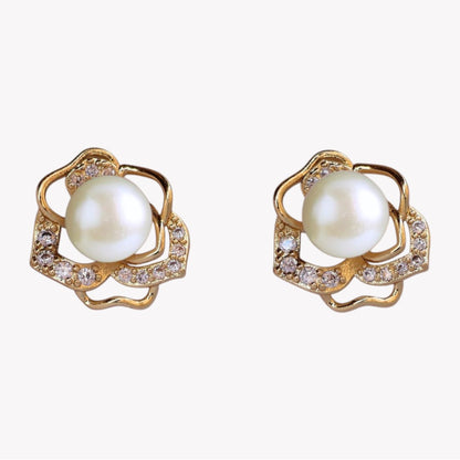 Golden Shimmer Pearl Studs