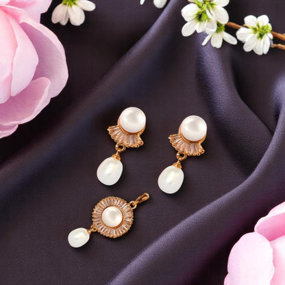 Golden Glister Pearl Pendant Set