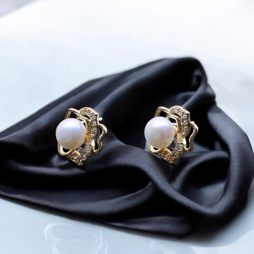 Golden Shimmer Pearl Studs